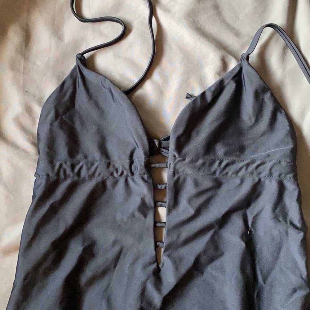 Deep v, open back swimsuit!